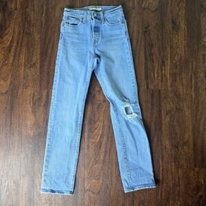 Levi's Wedgie Straight Button Fly Distressed Jeans - Size 23